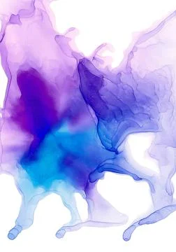 Translucent wavy blue-lilac splashes with bright abstract silhouettes Stock Illustration