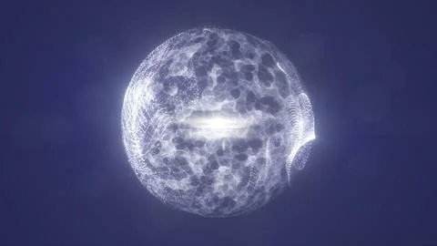 Translucent white holographic sphere made of particles and soft cellular pa.. Illustrazione stock