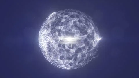 Translucent white holographic sphere made of particles and soft cellular pa.. Stock Illustration
