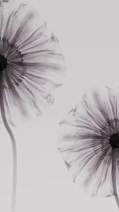 Translucent xray style flowers blooming in minimalist composition, digital .. Stock Footage 336086918