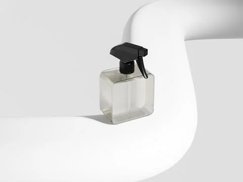 Transluscent bottle with trigger spray head mockup Illustrazione stock