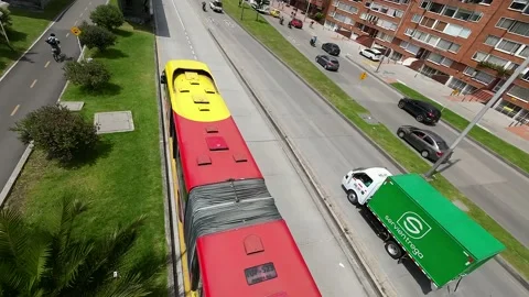 Transmilenio  Tracking | 4K | Drone FPV Stock Footage 239558691