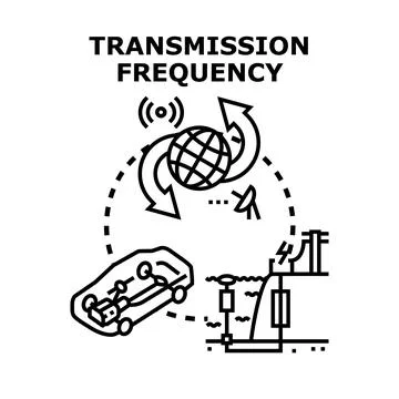 Transmission frequency concept with global communication and vehicle data Stock Illustration