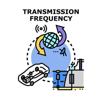 Transmission frequency concept with global communication and vehicle data Stock Illustration