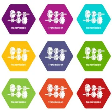 Transmission icons set 9 vector Illustrazione stock