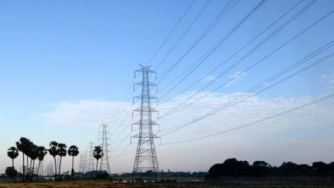 Transmission lines Stock Photos