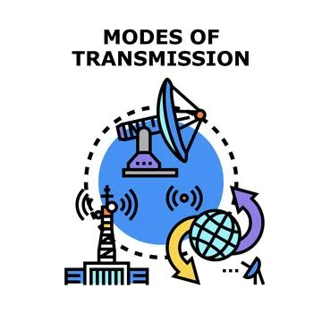 Transmission modes transferring data and information wirelessly worldwide Stock Illustration