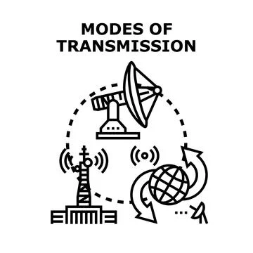 Transmission modes transferring data and information wirelessly worldwide Stock Illustration