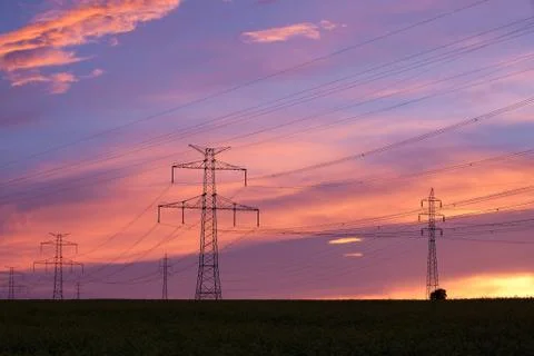 Transmission towers Stock Photos