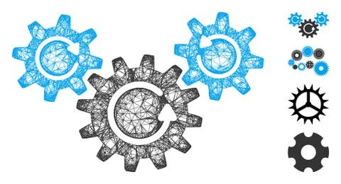 Transmission Wheels Rotation Web Vector Mesh Illustration 스톡 일러스트