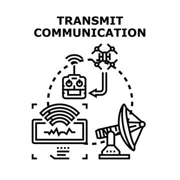 Transmit communication technology receiving sending data signals Stock Illustration