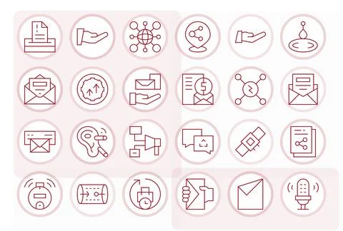 Transmit Exclusive Vector Set featuring 24 Thin Line Editable 128x128 Icons Stock Illustration