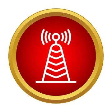 Transmitter antenna broadcasting wireless signal from communication tower Stock Illustration