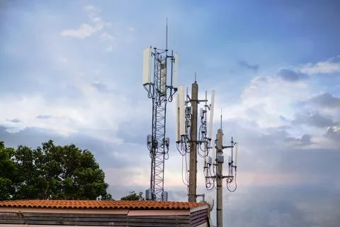 Transmitter Deployment in Remote Areas navigating Technical and Environment.. Stock Photos