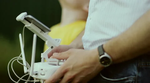 Transmitter of quadcopter drone Stock Footage 68081690