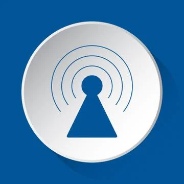 Transmitter tower - blue icon on white button Stock Illustration
