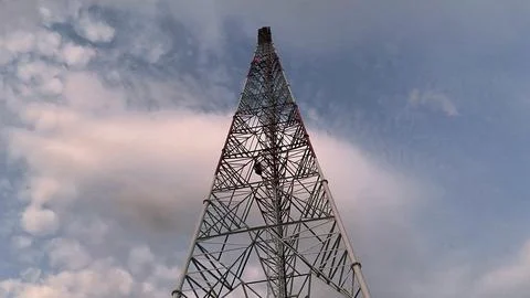 Transmitter tower with sky background Stock Photos