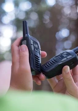 Transmitters in hand. Stock Photos