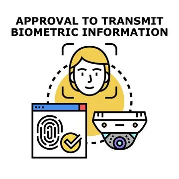 Transmitting biometric information with approval and data security Stock Illustration