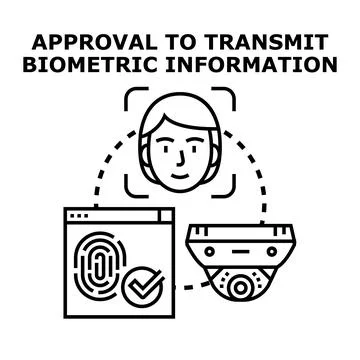 Transmitting biometric information with approval and data security Stock Illustration