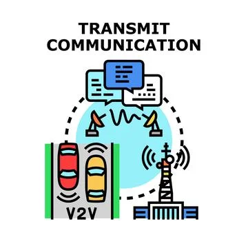 Transmitting communication technology for modern car systems Stock Illustration