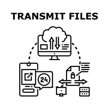 Transmitting digital files and data cloud computing イラスト素材