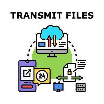 Transmitting digital files and data cloud computing 스톡 일러스트