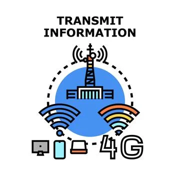 Transmitting information wirelessly connecting digital devices Stock Illustration