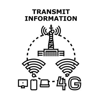 Transmitting information wirelessly connecting digital devices Stock Illustration
