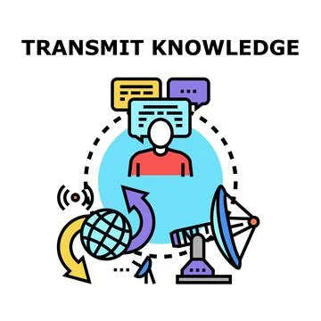 Transmitting knowledge global communication and data sharing Stock Illustration