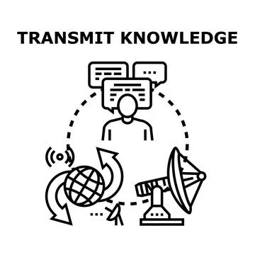 Transmitting knowledge global communication and data sharing Stock Illustration