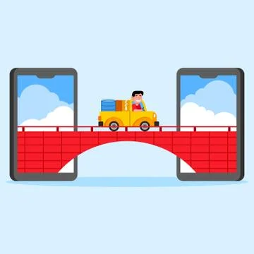 Transmitting Packet Data Over The Bridge Illustrazione stock