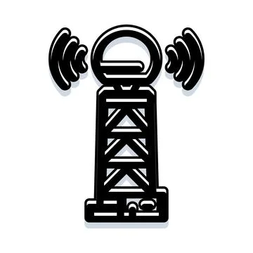 Transmitting signals from communication tower technology icon Stock Illustration