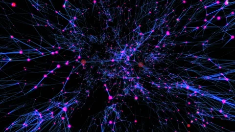 Transmitting signals to the neurons. Active neural network. The activity of blue Stock Footage 87702592