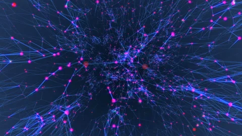 Transmitting signals to the neurons. Active neural network. The activity of blue Video stock 87703386