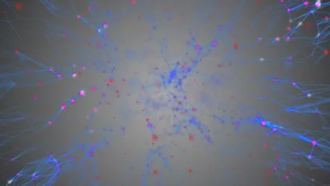 Transmitting signals to the neurons. Active neural network. The activity of blue Stock Footage 87704151