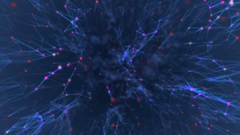 Transmitting signals to the neurons. Active neural network. The activity of blue Stock Footage 87704388