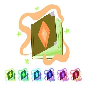 Transmutation alchemy book vector cartoon graphic Stock Illustration