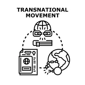 Transnational movement connecting global migration and legal barriers Stock Illustration