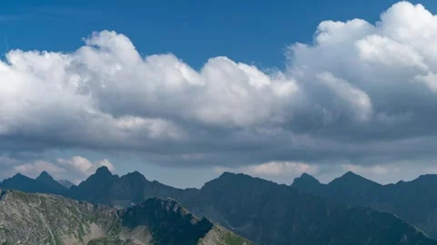 Transnational Tatra Landscape with Fluttering Clouds Timelapse Stock Footage 308189099