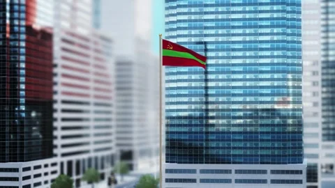 Transnistria Flag 3D Render Animation Waving in Front of Modern Glass Buildi Stock-Footage 332956426