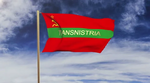 Transnistria flag with title waving in the wind. Looping sun rises style Stock Footage 48336357