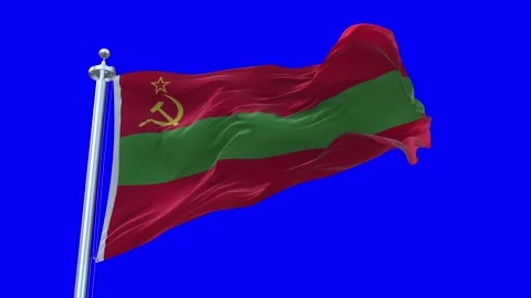 Transnistria Flag Waving in Loopable and Textured green screen background Stock Footage 296875926