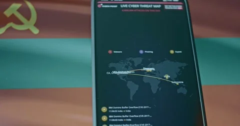 Transnistria as target for cyber attacks, live map and flag of Transnistria on Stock Footage 310845557