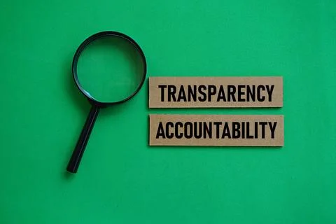TRANSPARENCY ACCOUNTABILITY print on a box card. Management concept Stock Photos
