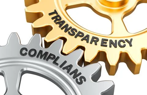 Transparency and Compliance concept with gears, 3d rendering 스톡 일러스트