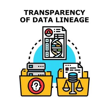 Transparency of data lineage concept for information governance Stock Illustration