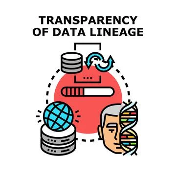 Transparency of data lineage concept in information processing Illustrazione stock
