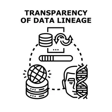 Transparency of data lineage concept in information processing Illustrazione stock