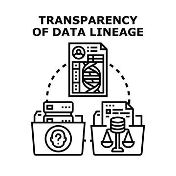 Transparency of data lineage concept for information governance Stock Illustration